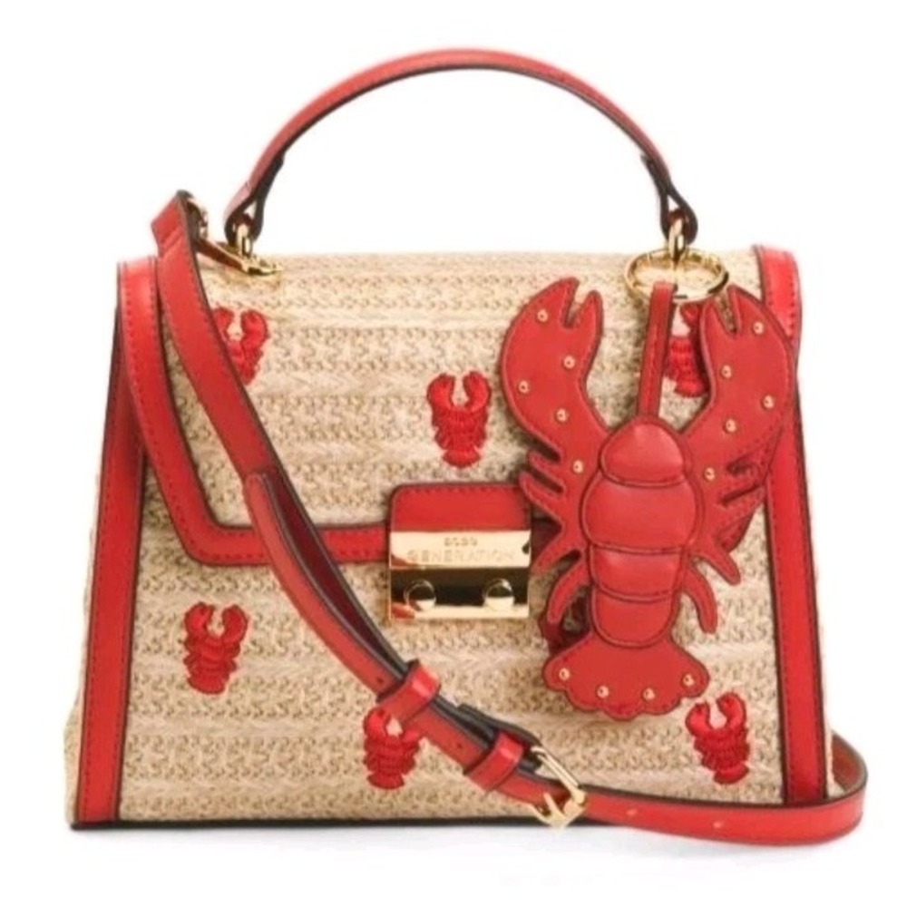 Lobster Woven Straw Convertible Crossbody Bag Lobster Charm BCBGENERATION Sealif